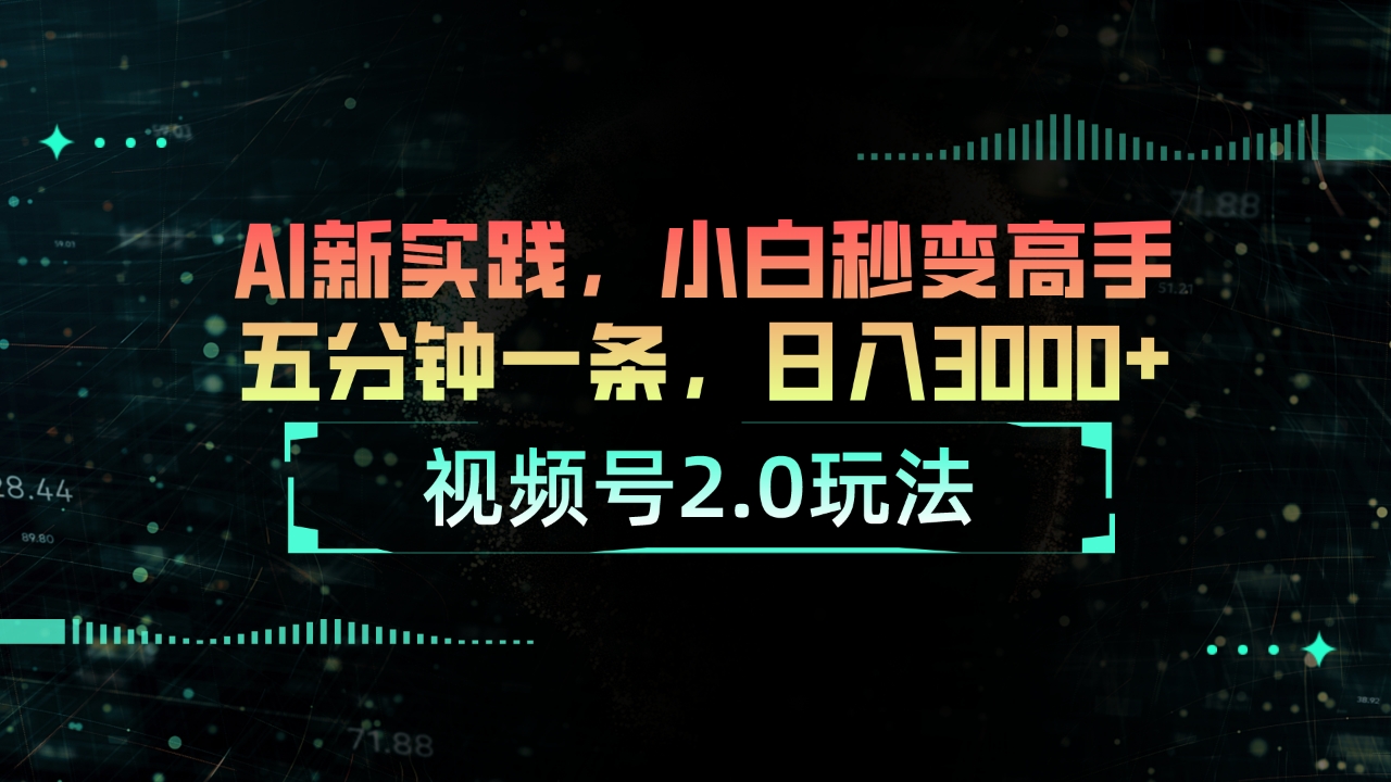 （10888期）视频号2.0玩法 AI新实践，小白秒变高手五分钟一条，日入3000+-777网创网