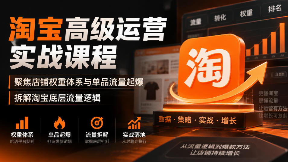淘宝高级运营实战课程，聚焦店铺权重体系与单品流量起爆，拆解淘宝底层流量逻辑-777网创网