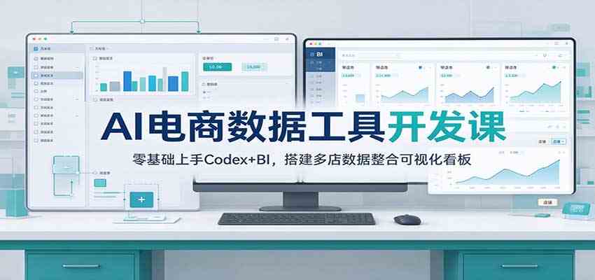 AI电商数据工具开发课:零基础上手Codex+BI,搭建多店数据整合可视化看板-777网创网