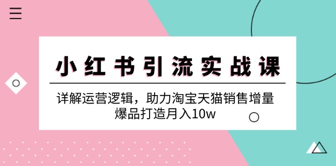 小红书引流实战课:详解运营逻辑,助力淘宝天猫销售增量,爆品打造月入10w-777网创网