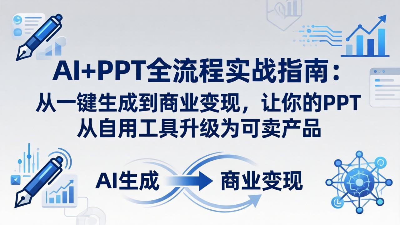 AI+PPT全流程实战指南-更新4月21：从一键生成到商业变现，让你的PPT从自用工具升级为可卖产品-777网创网