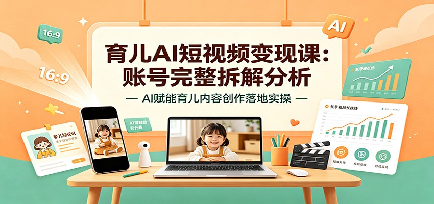 育儿AI短视频变现课:账号完整拆解分析,AI赋能育儿内容创作落地实操-777网创网