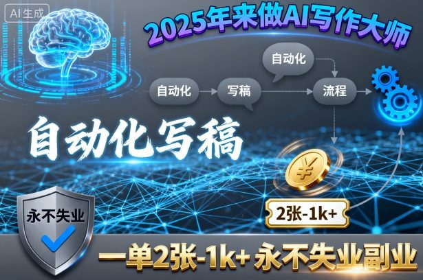 2025年来做AI写作大师,自动化写稿,一单2张-1k+,永不失业副业-777网创网