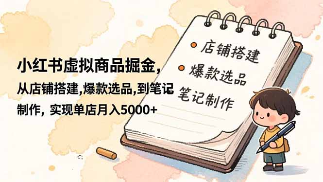 小红书虚拟商品掘金，从店铺搭建,爆款选品,到笔记制作，实现单店月入5000+-777网创网
