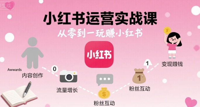 小红书运营实战课,从零到一玩賺小红书-777网创网