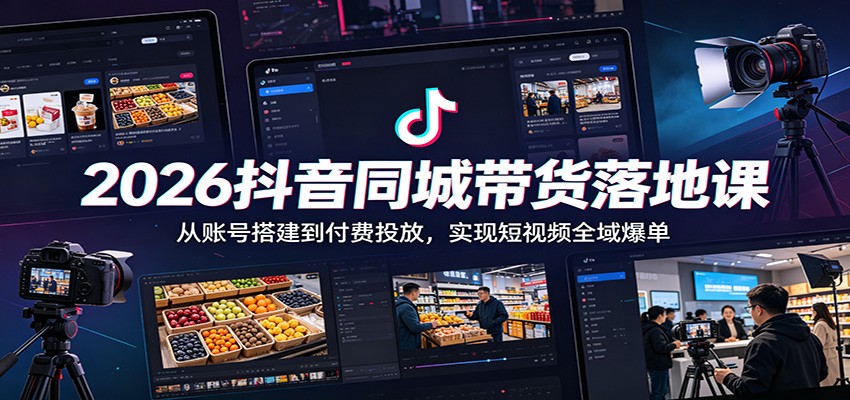 2026抖音同城带货落地课：从账号搭建到付费投放，实现短视频全域爆单-777网创网