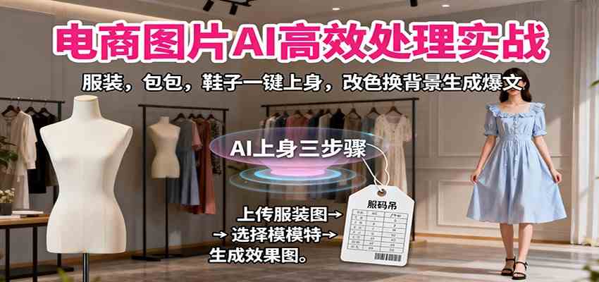 电商图片AI高效处理实战,服装,包包,鞋子一键上身,改色换背景生成爆文-777网创网