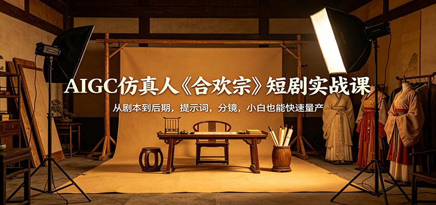 AIGC仿真人《合欢宗》短剧实战课：从剧本到后期，提示词，分镜，小白也能快速量产-777网创网