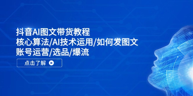 抖音AI图文带货教程：核心算法/AI技术运用/如何发图文/账号运营/选品/爆流-777网创网