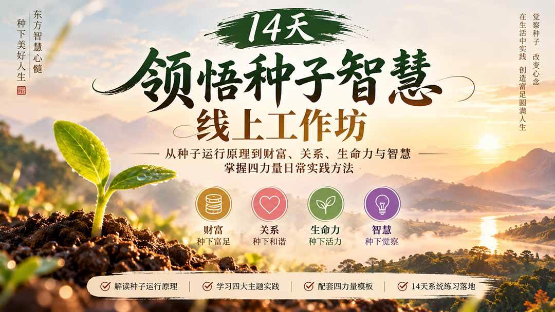 (20756期)14天领悟种子智慧线上工作坊|从种子运行原理到财富、关系、生命力与智慧,掌握四力量日常实践方法-777网创网