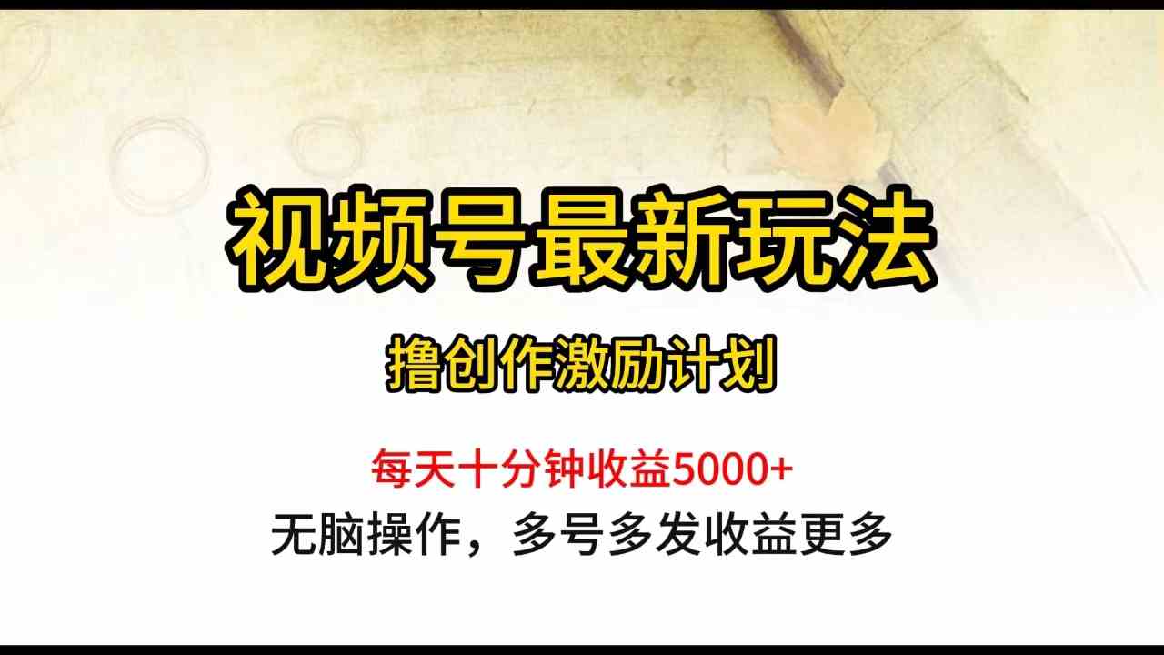 (10087期)视频号最新玩法,每日一小时月入5000+-777网创网