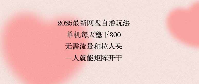 (15831期)2025最新网盘自撸玩法,单机每天稳下3张,无需流量和拉人头,一个人就…-777网创网