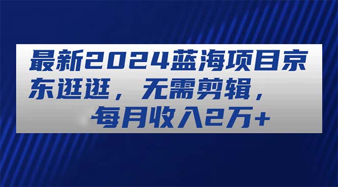 （11041期）最新2024蓝海项目京东逛逛，无需剪辑，每月收入2万+-777网创网