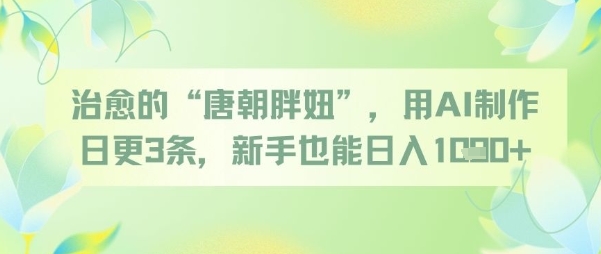 治愈的“唐朝胖妞”,用AI制作日更3条,新手也能日入多张-777网创网