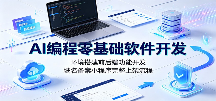 AI编程零基础软件开发：环境搭建前后端功能开发，域名备案小程序完整上架流程-777网创网