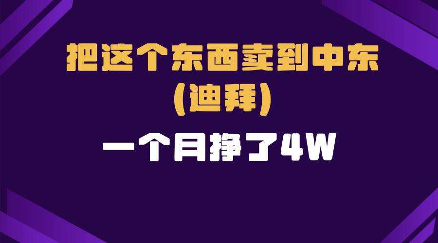 （13740期）跨境电商一个人在家把货卖到迪拜，暴力项目拆解-777网创网