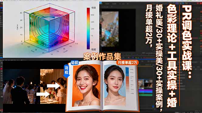 PR调色实战课:色彩理论+工具实操+婚礼医美/30+实操案例,月接单超2万-777网创网