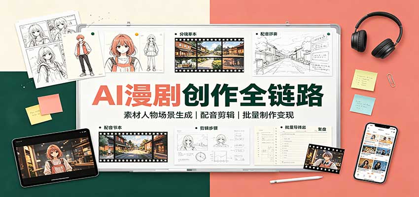 AI漫剧创作全链路：素材人物场景生成，配音剪辑，批量制作变现-777网创网