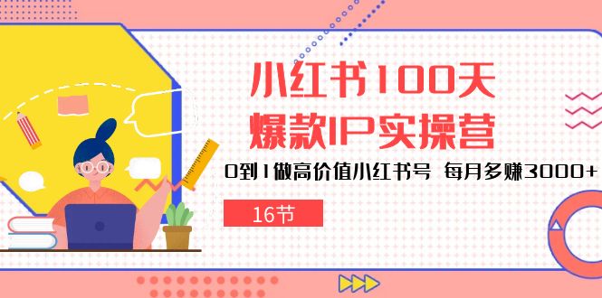 （10490期）小红书100天-爆款IP实操营，0到1做高价值小红书号 每月多赚3000+（16节）-777网创网