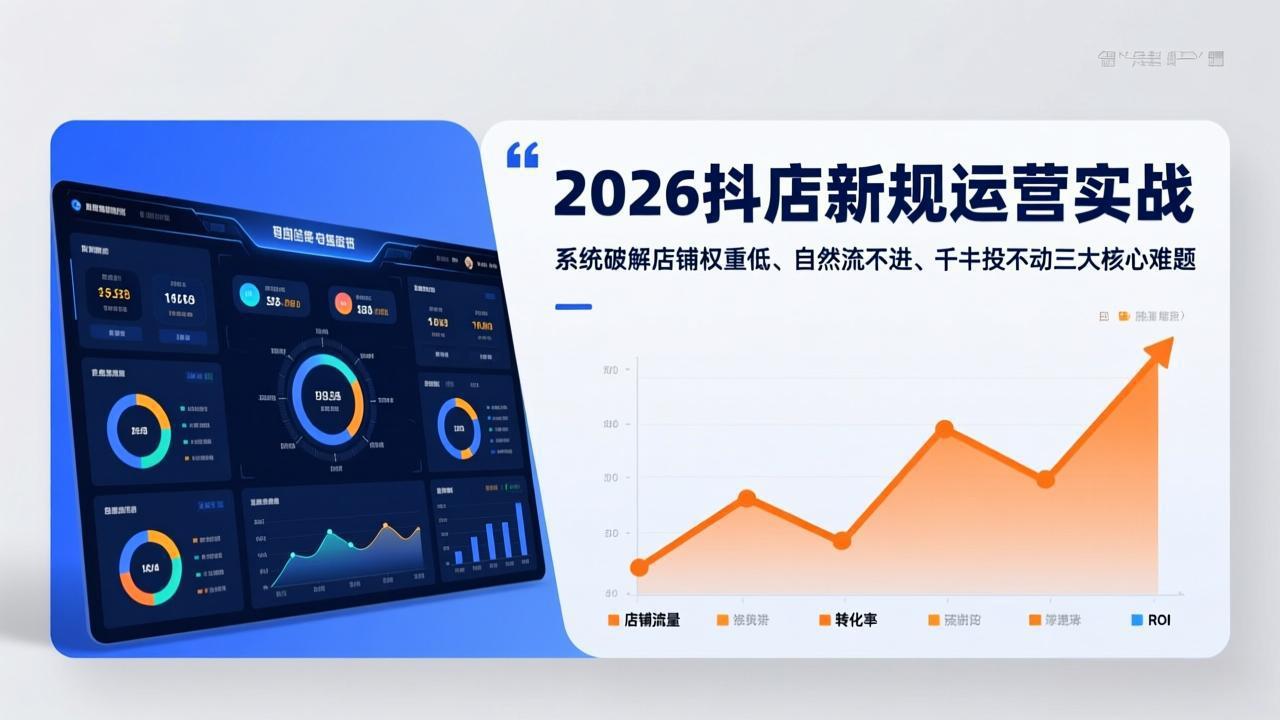 2026抖店新规运营实战：系统破解店铺权重低、自然流不进、千川投不动三大核心难题-777网创网