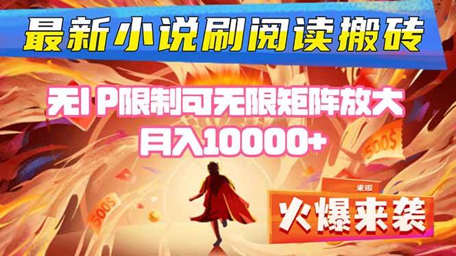 (16237期)小说阅读搬砖单机每天收益200-400+ 无IP限制可无限矩阵放大 —-777网创网