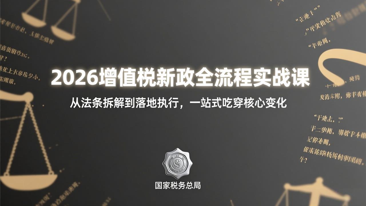 2026增值税新政全流程实战课:从法条拆解到落地执行,一站式吃透核心变化-777网创网