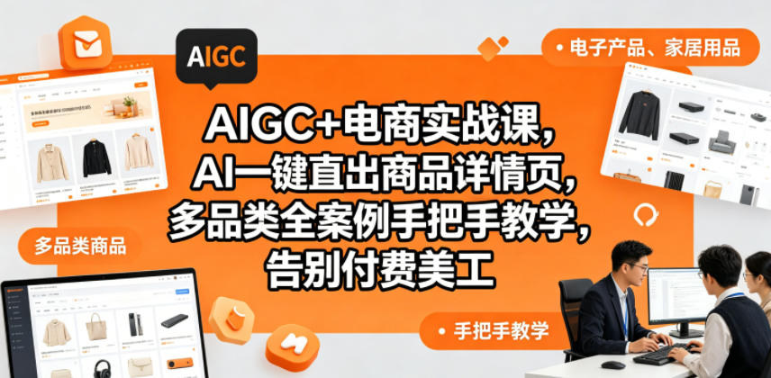 AIGC+电商实战课,AI一键直出商品详情页,多品类全案例手把手教学,告别付费美工(更新0704)-777网创网