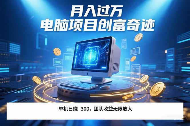 (15405期)最新电脑项目单机每天收益300+ 带有团队管道收益 可无限放大 月入过万…-777网创网