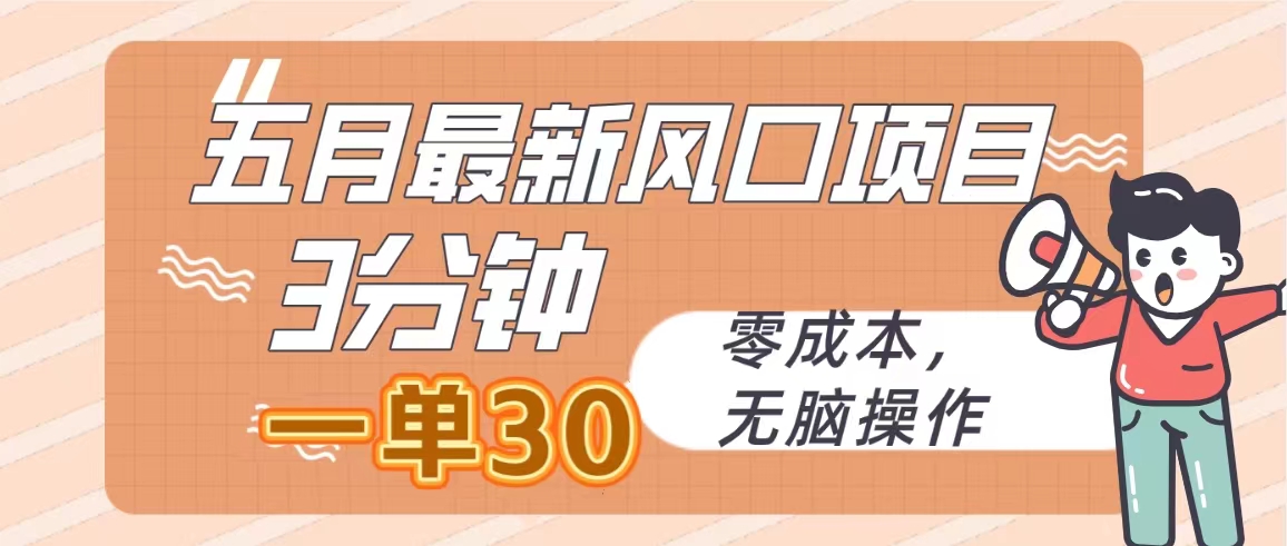 （10256期）五月最新风口项目，3分钟一单30，零成本，无脑操作-777网创网