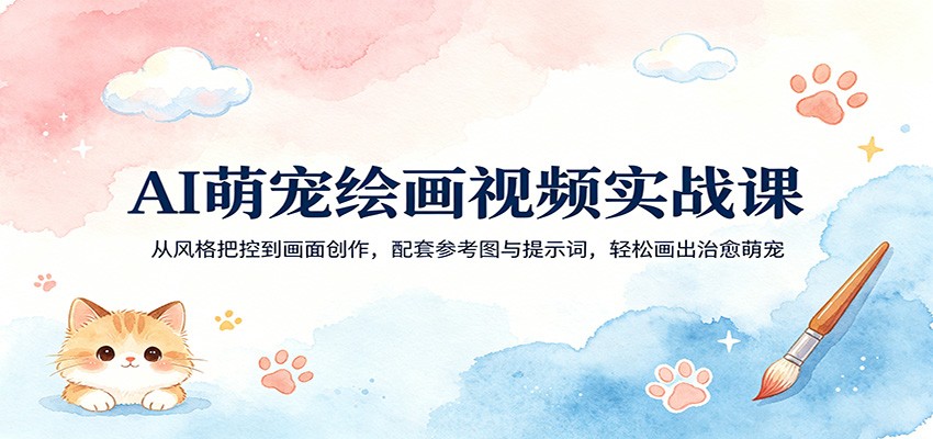 AI萌宠绘画视频实战课：从风格把控到画面创作，配套参考图与提示词，轻松画出治愈萌宠-777网创网