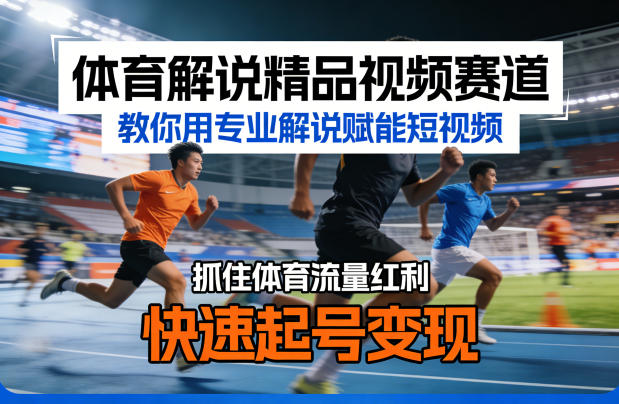 体育解说精品视频赛道,教你用专业解说赋能短视频,抓住体育流量红利,快速起号变现-777网创网