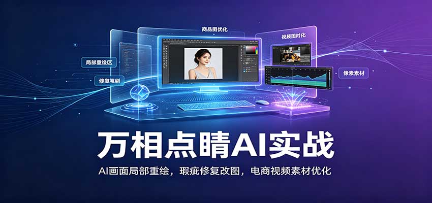 万相点睛AI实战:AI画面局部重绘,瑕疵修复改图,电商视频素材优化-777网创网