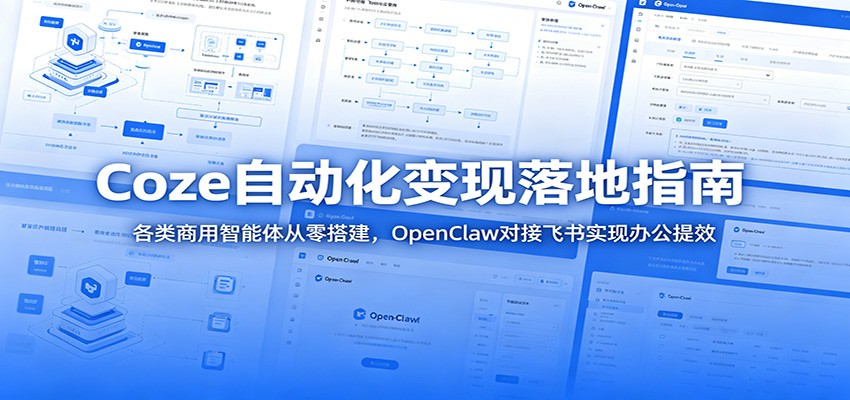 Coze自动化变现落地指南：各类商用智能体从零搭建，OpenClaw对接飞书实现办公提效-777网创网