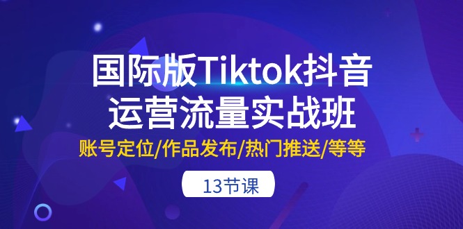 （10712期）国际版Tiktok抖音运营流量实战班：账号定位/作品发布/热门推送/等等-13节-777网创网