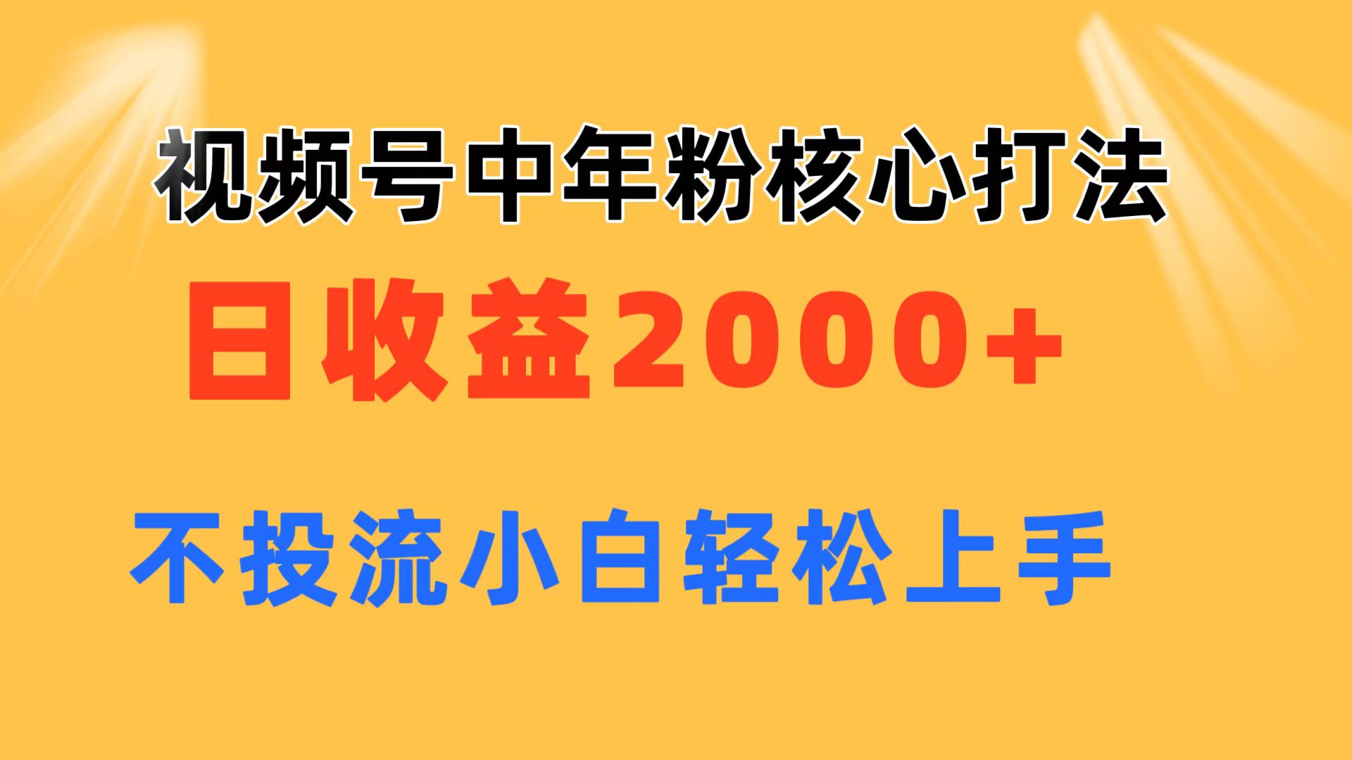 图片[1]-（11205期）视频号中年粉核心玩法 日收益2000+ 不投流小白轻松上手-777网创网